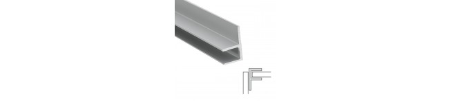 Планка угловая F-образная для панелей 6 мм (матовый алюминий). Размер: 600 мм  УГОЛ