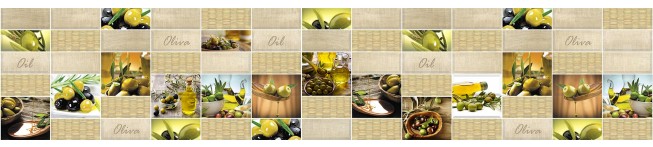 ФАРТУК ДЛЯ КУХНИ "КЛАССИЧЕСКАЯ ПЛИТКА. ОЛИВА" 3м